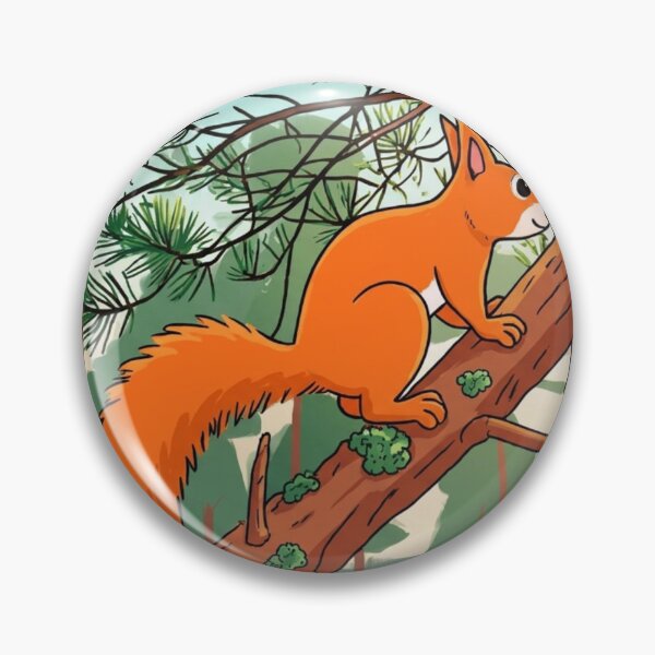 Item preview, Playful Red Squirrel on Pine Tree Illustration designed and sold by BLUESKY11a.