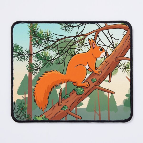 Item preview, Playful Red Squirrel on Pine Tree Illustration designed and sold by BLUESKY11a.