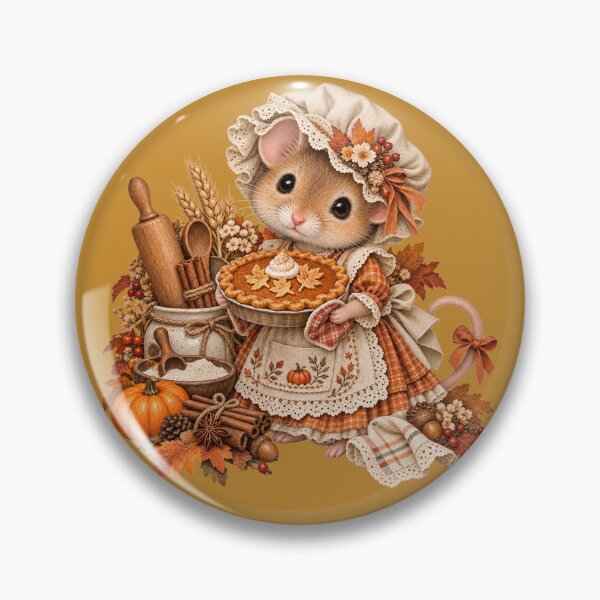 Item preview, Premium Cottagecore Pumpkin Pie Mouse Baker Art – Vintage Autumn Print designed and sold by MagicMakerPh.