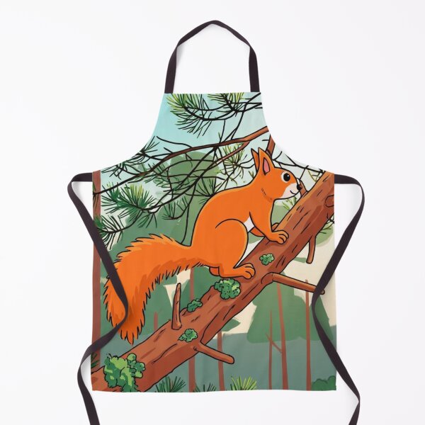 Item preview, Playful Red Squirrel on Pine Tree Illustration designed and sold by BLUESKY11a.