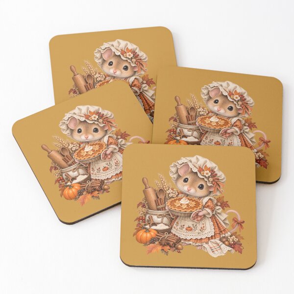 Item preview, Premium Cottagecore Pumpkin Pie Mouse Baker Art – Vintage Autumn Print designed and sold by MagicMakerPh.