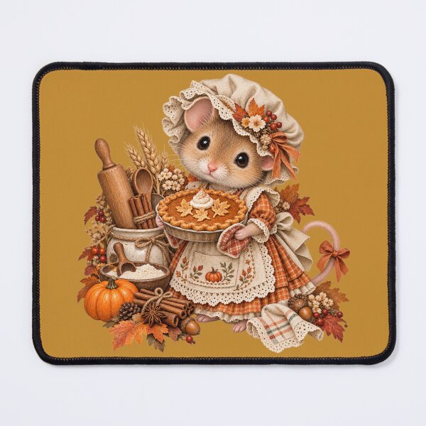 Item preview, Premium Cottagecore Pumpkin Pie Mouse Baker Art – Vintage Autumn Print designed and sold by MagicMakerPh.