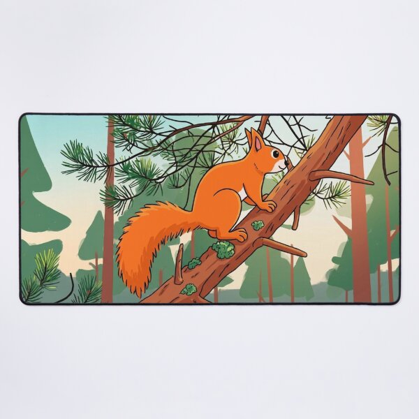 Item preview, Playful Red Squirrel on Pine Tree Illustration designed and sold by BLUESKY11a.