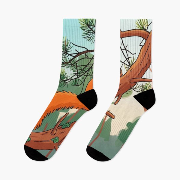 Item preview, Playful Red Squirrel on Pine Tree Illustration designed and sold by BLUESKY11a.