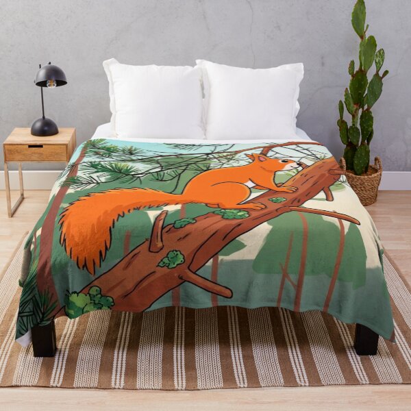 Item preview, Playful Red Squirrel on Pine Tree Illustration designed and sold by BLUESKY11a.