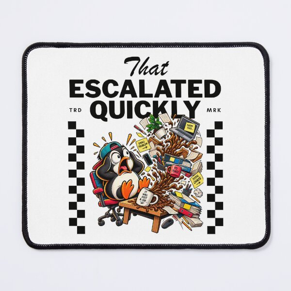 Item preview, That Escalated Quickly – Funny Penguin Office Chaos Coffee Humor designed and sold by Peerless-Prime.