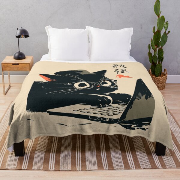 Item preview, Tired Black Cat Laptop Work From Home Japanese designed and sold by mustbewhy.