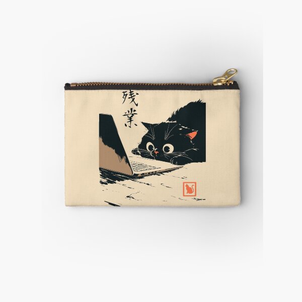 Item preview, Overtime Black Cat Peeking Laptop Japanese Retro designed and sold by mustbewhy.