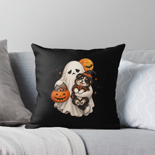 Item preview, grumpy ghost holding black pug dog meh coffee cup halloween  designed and sold by 3INEKMIZAN.