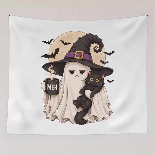 Item preview, Cat - Ghost Cat - Boo-P Ghost Cat - Ghost Cat Halloween - Cute Spooky Ghost - Halloween Black Cat & Ghost - Boo Boo-p Cat Ghost designed and sold by PolancosusOni.