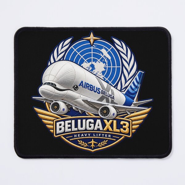 Item preview, Airbus Beluga XL3 Embroidered Aviation Crest with United Nations Emblem designed and sold by Emoji Emblems.