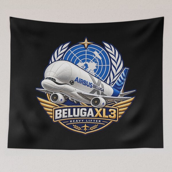 Item preview, Airbus Beluga XL3 Embroidered Aviation Crest with United Nations Emblem designed and sold by Emoji Emblems.
