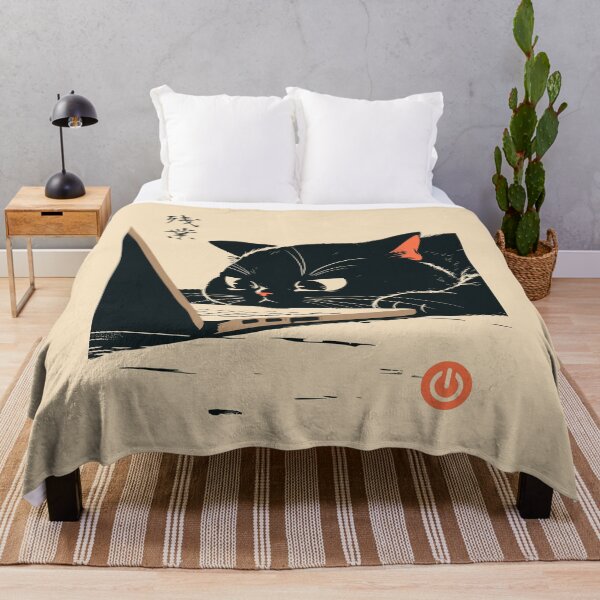 Item preview, Late Night Work Black Cat Laptop Japanese Aesthetic designed and sold by mustbewhy.