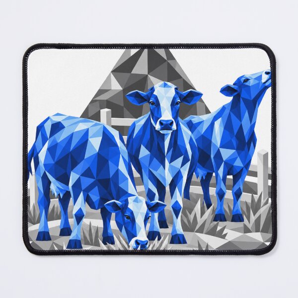 Item preview, Three geometric blue cows on the farm designed and sold by danart7.