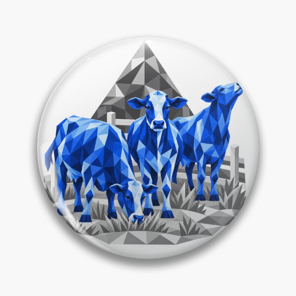 Item preview, Three geometric blue cows on the farm designed and sold by danart7.
