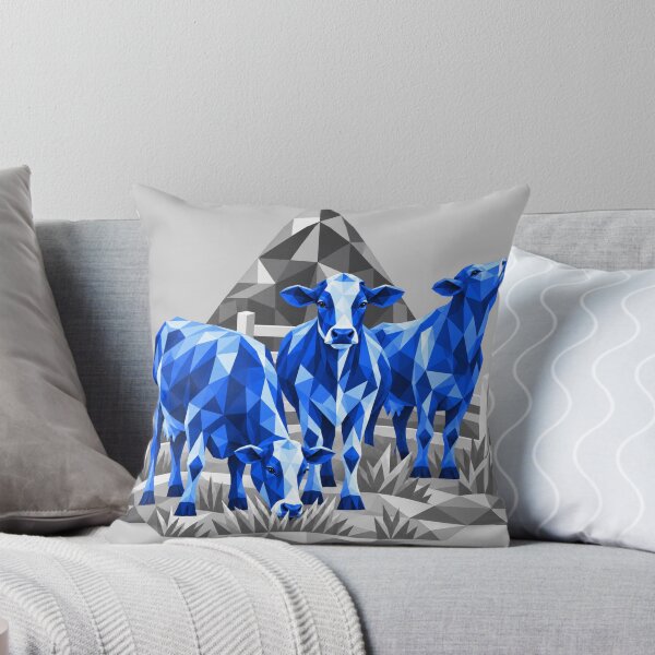 Item preview, Three geometric blue cows on the farm designed and sold by danart7.