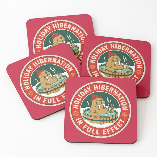 Item preview, Holiday Hibernation Walrus Funny Winter Badge designed and sold by DripCultureLab.