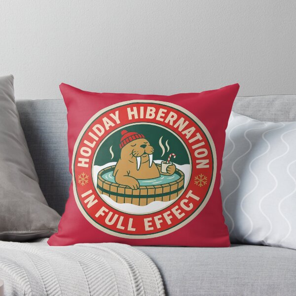Item preview, Holiday Hibernation Walrus Funny Winter Badge designed and sold by DripCultureLab.