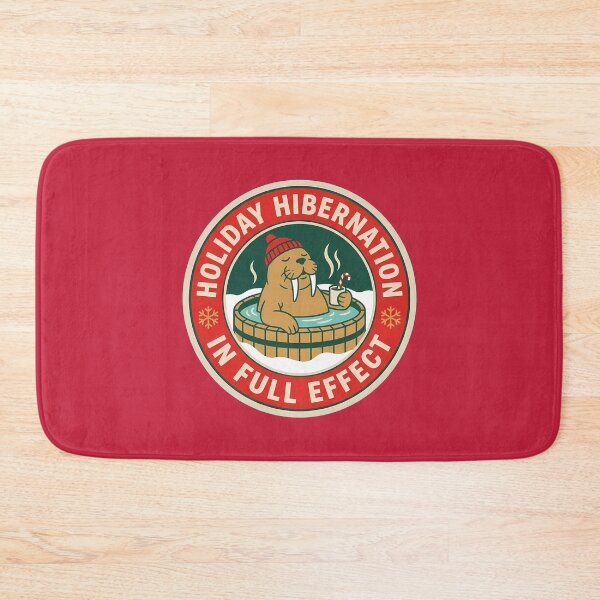 Item preview, Holiday Hibernation Walrus Funny Winter Badge designed and sold by DripCultureLab.