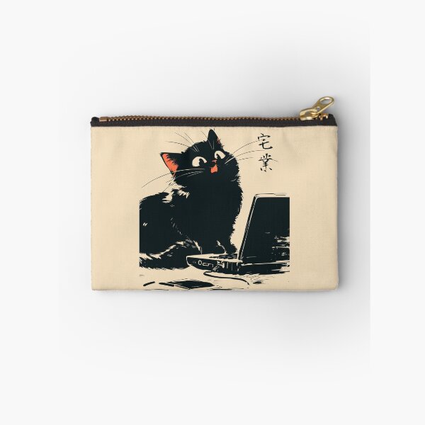 Item preview, WFH Office Humor Black Cat Laptop Japanese Retro designed and sold by mustbewhy.
