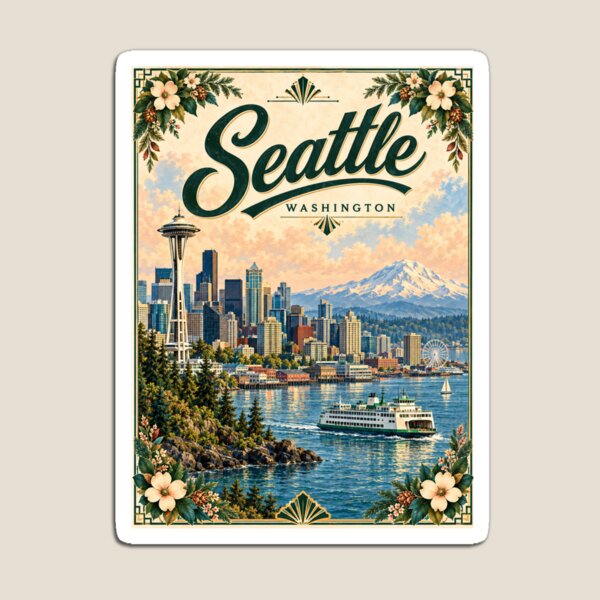Item preview, Seattle Washington Vintage Travel Poster  designed and sold by Eclipse 3699.