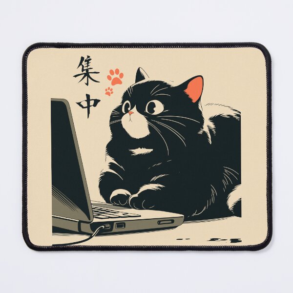 Item preview, Focused Black Cat Staring Laptop Screen Japanese designed and sold by mustbewhy.