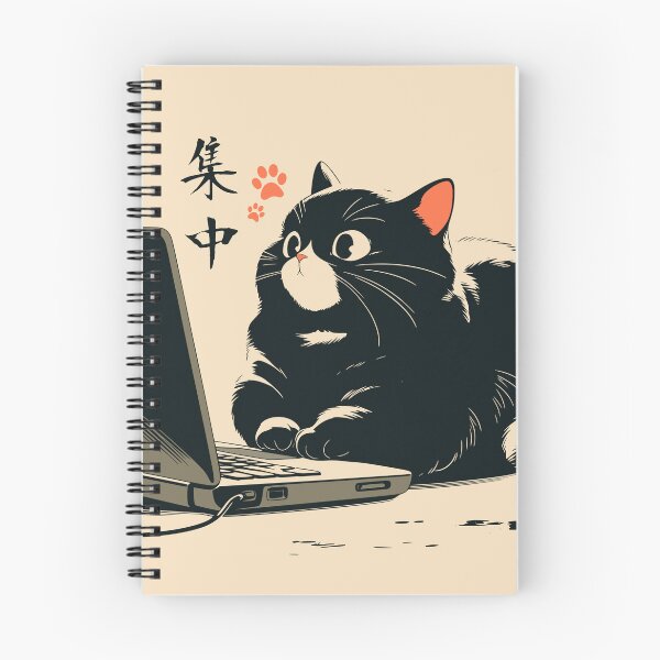 Item preview, Focused Black Cat Staring Laptop Screen Japanese designed and sold by mustbewhy.