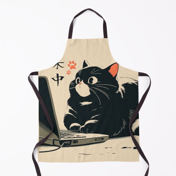 Item preview, Focused Black Cat Staring Laptop Screen Japanese designed and sold by mustbewhy.