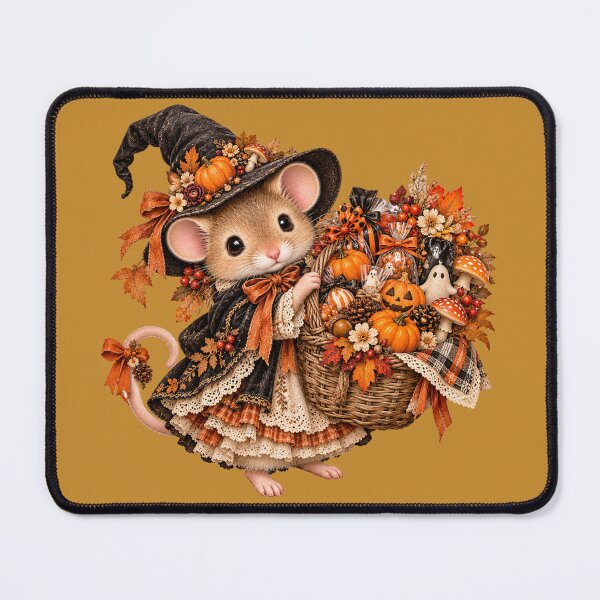 Item preview, Premium Cottagecore Halloween Treat Basket Mouse Art – Vintage Print designed and sold by MagicMakerPh.