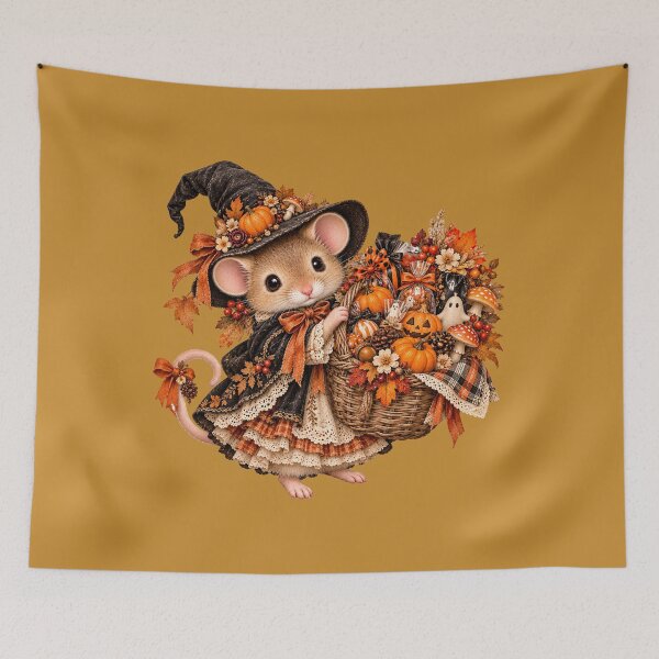 Item preview, Premium Cottagecore Halloween Treat Basket Mouse Art – Vintage Print designed and sold by MagicMakerPh.