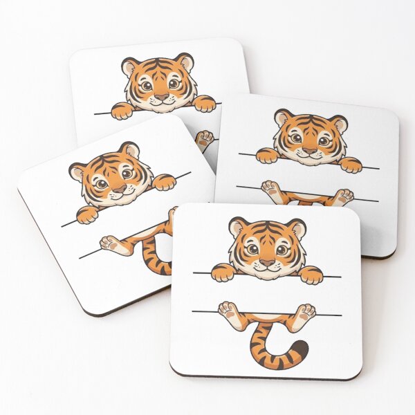 Item preview, Cute Peeking Tiger Cub Name Frame Split Monogram designed and sold by PetalsPaws.