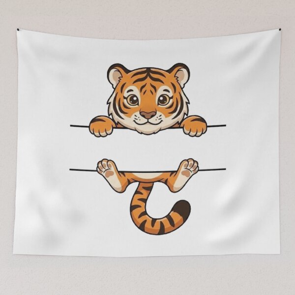 Item preview, Cute Peeking Tiger Cub Name Frame Split Monogram designed and sold by PetalsPaws.