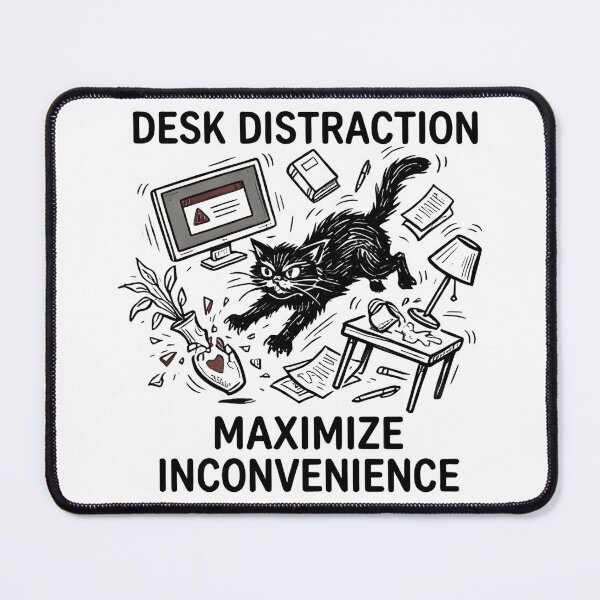 Item preview, Desk Distraction Maximize Inconvenience Cat Meme Sarcastic Cute T-Shirt designed and sold by HappyHarmony40.
