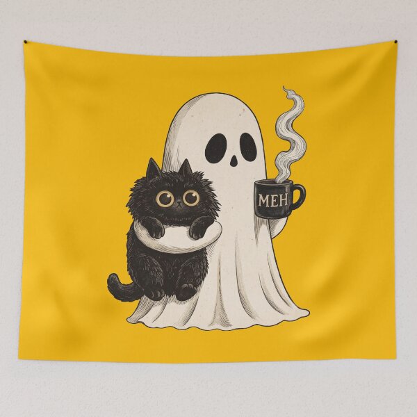 Item preview, Cat - Ghost Cat - Boo-P Ghost Cat - Ghost Cat Halloween - Cute Spooky Ghost - Halloween Black Cat & Ghost - Boo Boo-p Cat Ghost designed and sold by PolancosusOni.