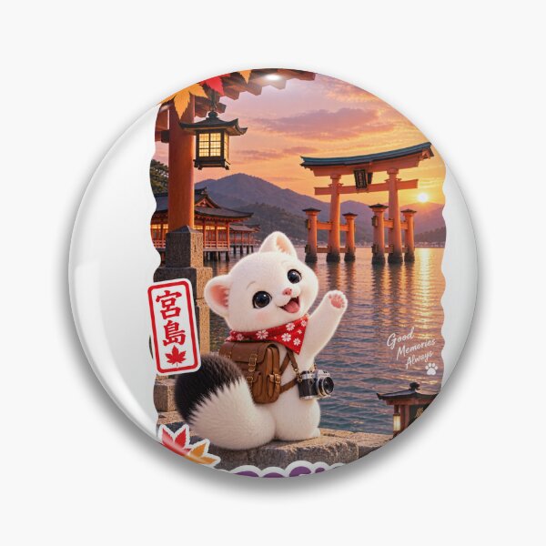 Item preview, Mofu at Miyajima – Hiroshima Great Torii Sunset Japan Travel Sticker designed and sold by aoisora-kiki55.