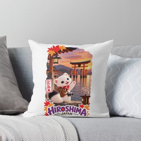 Item preview, Mofu at Miyajima – Hiroshima Great Torii Sunset Japan Travel Sticker designed and sold by aoisora-kiki55.