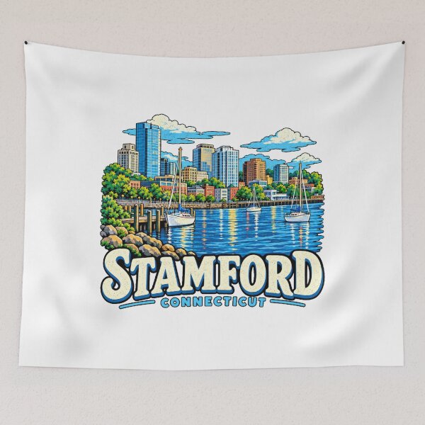 Item preview, Hand Drawn Stamford Connecticut Travel Souvenir Landmark Gift designed and sold by MichaeIRellov.