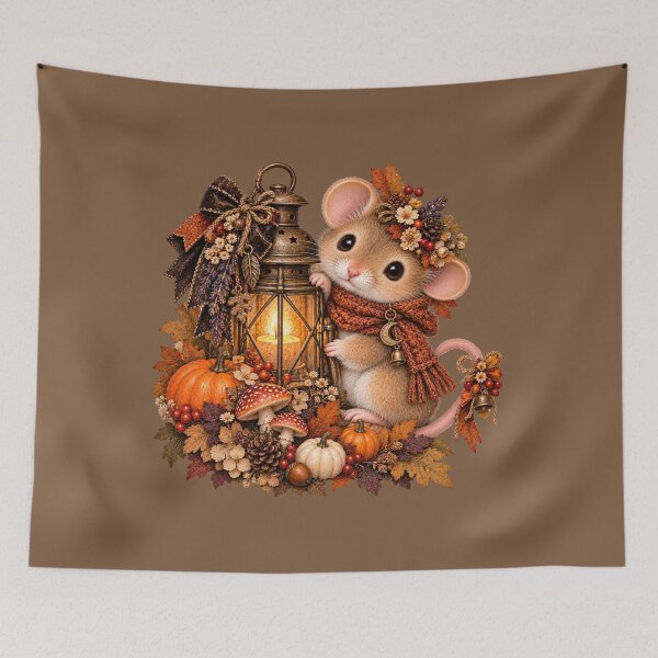 Item preview, Premium Cottagecore Autumn Lantern Dormouse Art – Vintage Halloween Print designed and sold by MagicMakerPh.