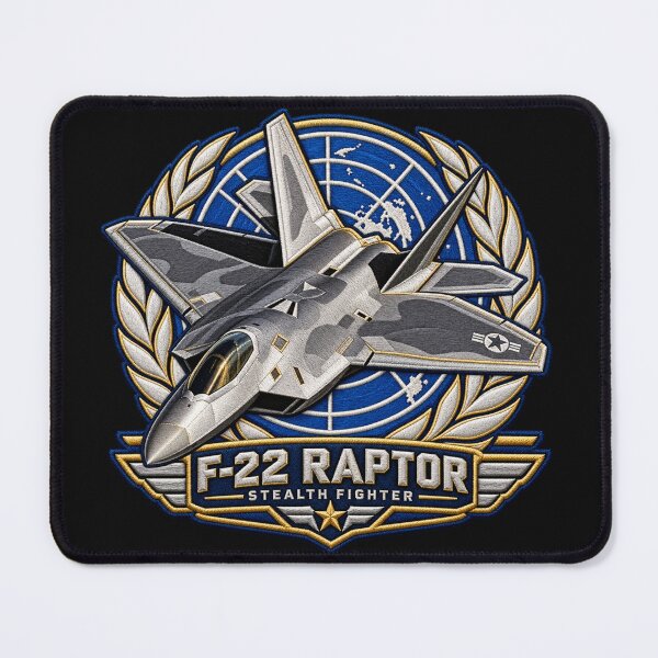 Item preview, F-22 Raptor Stealth Fighter Embroidered Aviation Crest with World Emblem designed and sold by Emoji Emblems.