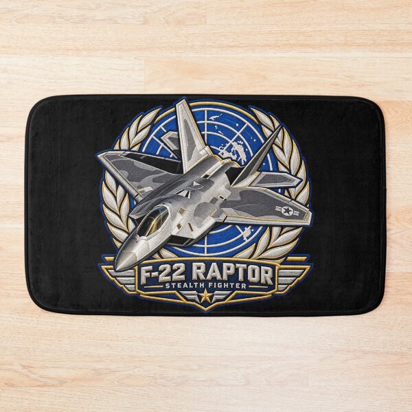 Artikelvorschau, Gesticktes Luftfahrtwappen des F-22 Raptor Stealth Fighters mit Weltemblem entworfen und verkauft von Emoji Emblems.