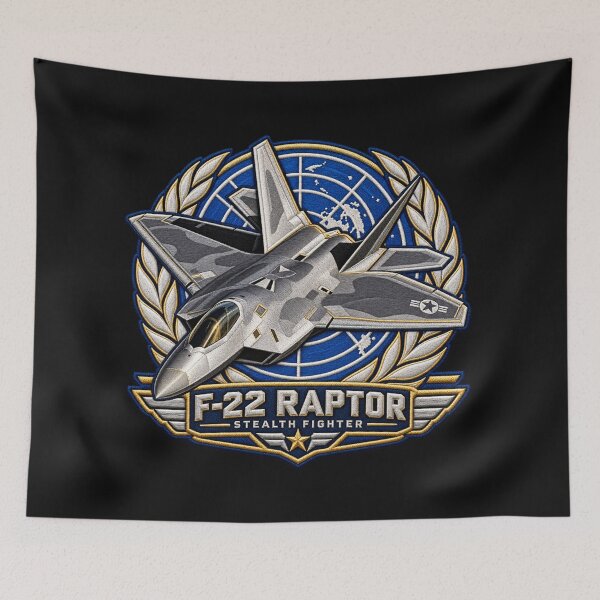 Item preview, F-22 Raptor Stealth Fighter Embroidered Aviation Crest with World Emblem designed and sold by Emoji Emblems.