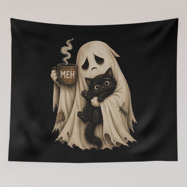 Item preview, Cat - Ghost Cat - Boo-P Ghost Cat - Ghost Cat Halloween - Cute Spooky Ghost - Halloween Black Cat & Ghost - Boo Boo-p Cat Ghost designed and sold by PolancosusOni.