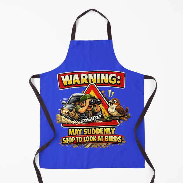 Item preview, Warning: Birdwatcher May Suddenly Stop – Funny Birdwatching Cartoon Sign Design designed and sold by stevenwoodcock.