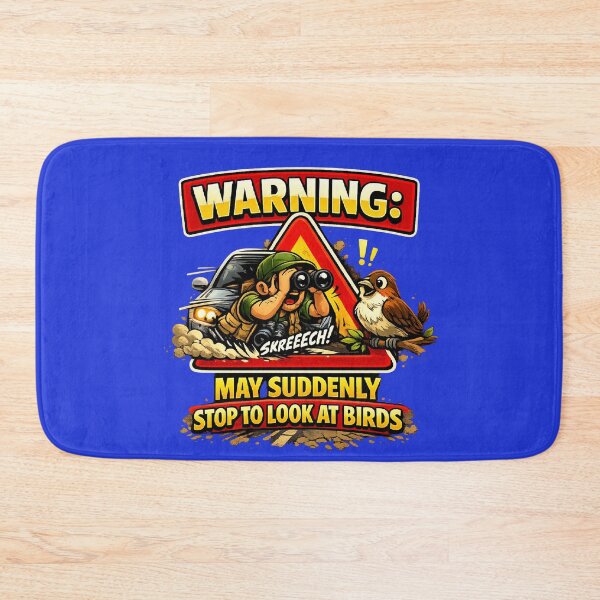 Item preview, Warning: Birdwatcher May Suddenly Stop – Funny Birdwatching Cartoon Sign Design designed and sold by stevenwoodcock.
