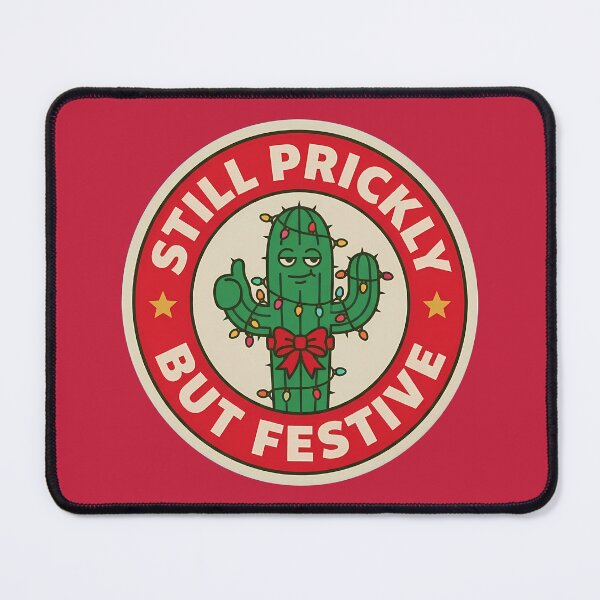 Item preview, Still Prickly But Festive Christmas Cactus Badge designed and sold by DripCultureLab.