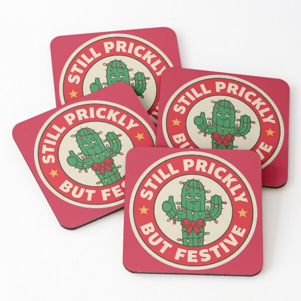 Item preview, Still Prickly But Festive Christmas Cactus Badge designed and sold by DripCultureLab.