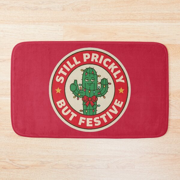 Item preview, Still Prickly But Festive Christmas Cactus Badge designed and sold by DripCultureLab.
