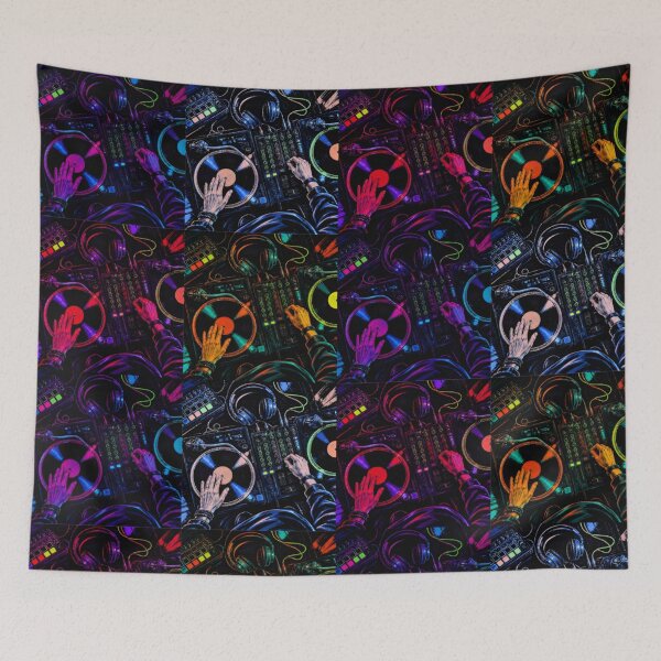 Item preview, Cyberpunk Neon Techno DJ Vinyl Mix Pop Art designed and sold by LazyDayzCo.