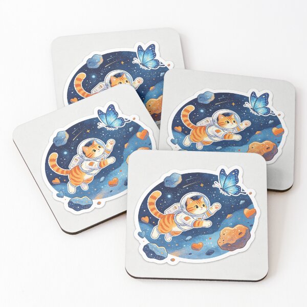 Item preview, Orange cat chases butterflies in the planetary band. designed and sold by pin-upgirls9.