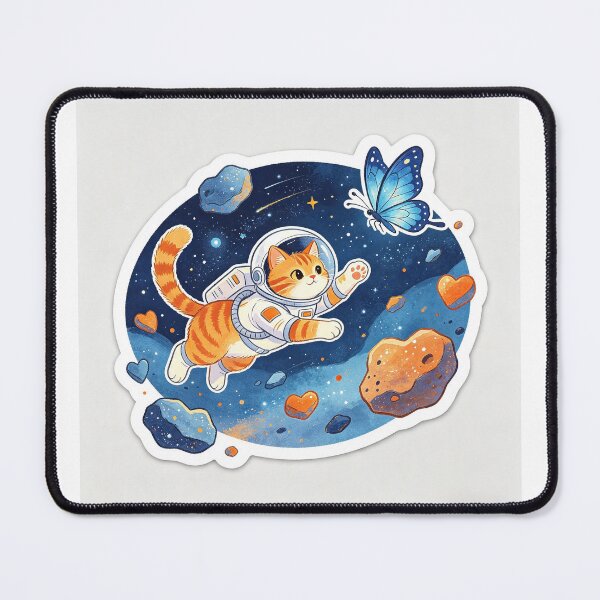 Item preview, Orange cat chases butterflies in the planetary band. designed and sold by pin-upgirls9.
